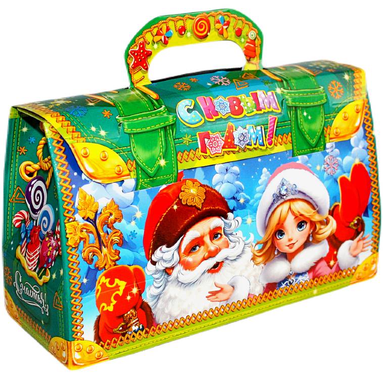 Сладкий новогодний подарок в картонной упаковке весом 800 грамм